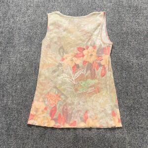 VTG Xcit U.S.A. Tank Top Women's Medium V-Neck Tropical Paradise Floral Y2K